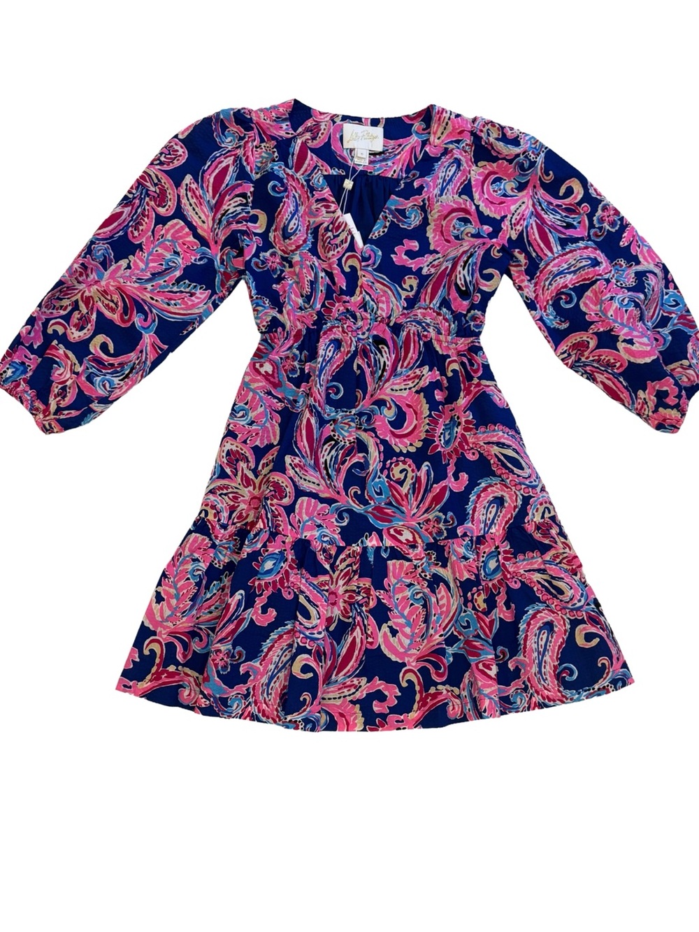 Lilly Pulitzer Deacon Flitting Multi Paisley 3/4 Sleeve Mini Dress Size 0 NWT